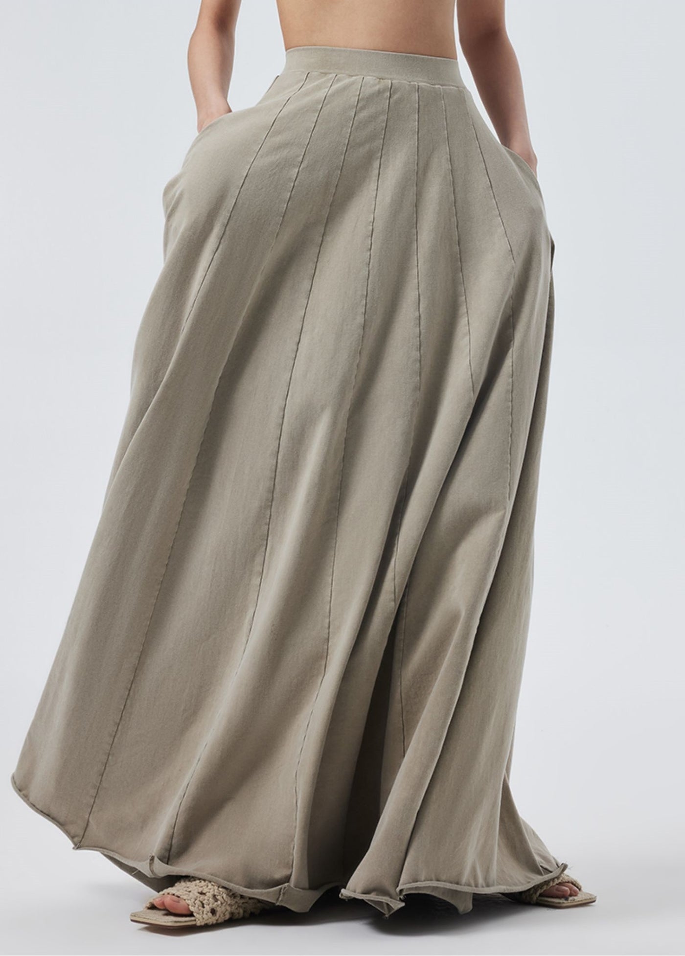 Drapey High Waist A-Line Skirt SHO0024