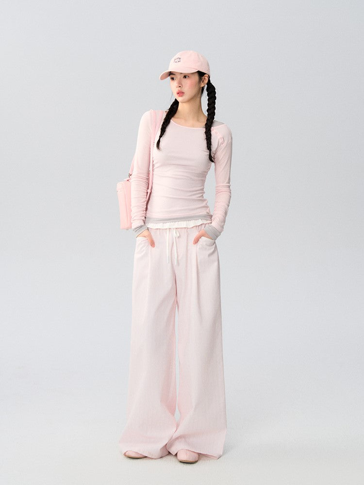 Drawstring Loose Casual Striped Pants LAL0168