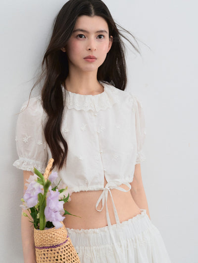 Doll Collar Puff Sleeve Shirt/Skirt LAL0197