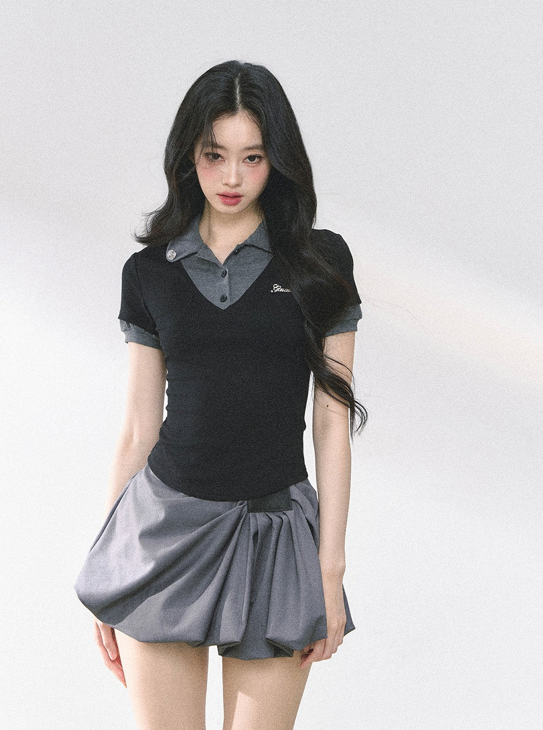 Fake Two-piece Short-sleeved T-shirt DIA0500