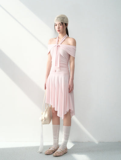 Halter Neck Strap Irregular Dress LAL0192