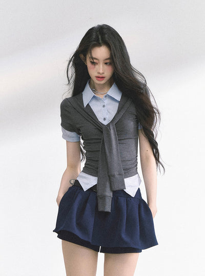 Straight Shoulder Short-sleeved T-shirt DIA0483