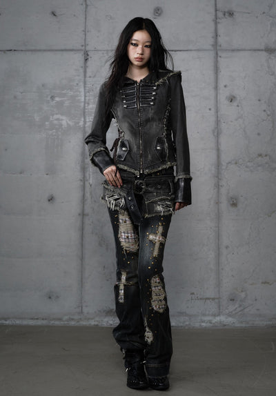 Denim Detachable Hooded Jacket NOR0202
