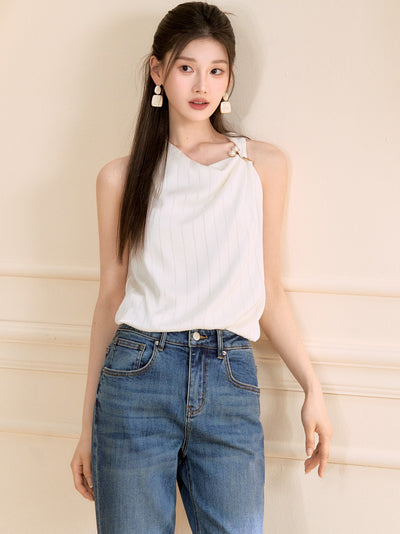 Asymmetrical Shirt/Wide-leg Pants OSH0128