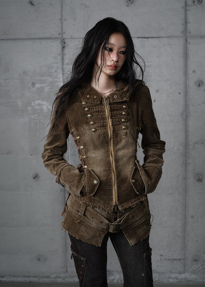 Corduroy Detachable Hooded Jacket NOR0201