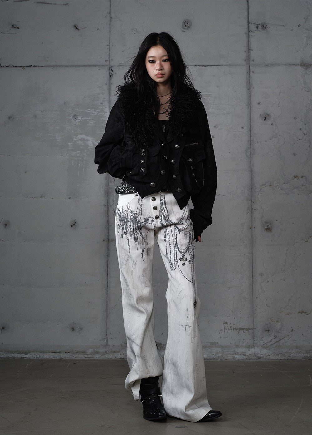 Chain Print Wide-leg  Jeans NOR0195