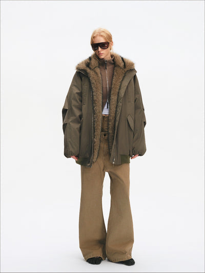 American Retro Plush Collar Coat SAL0205