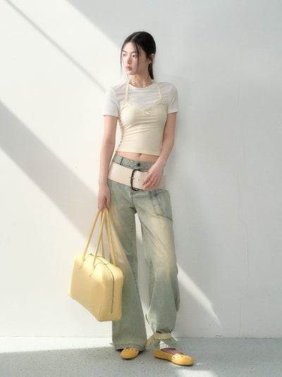 Washed Casual Loose Flared Jeans LAL0191