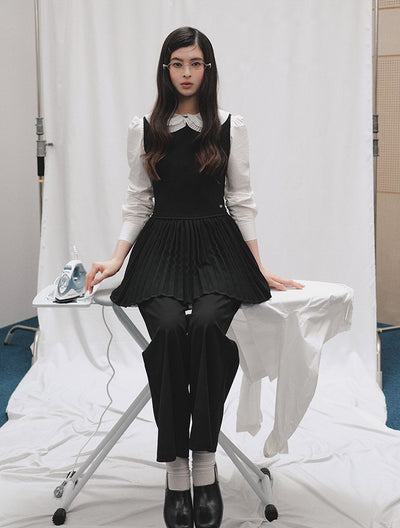 Layered Round Neck Pleated Vest Dress LAL0250