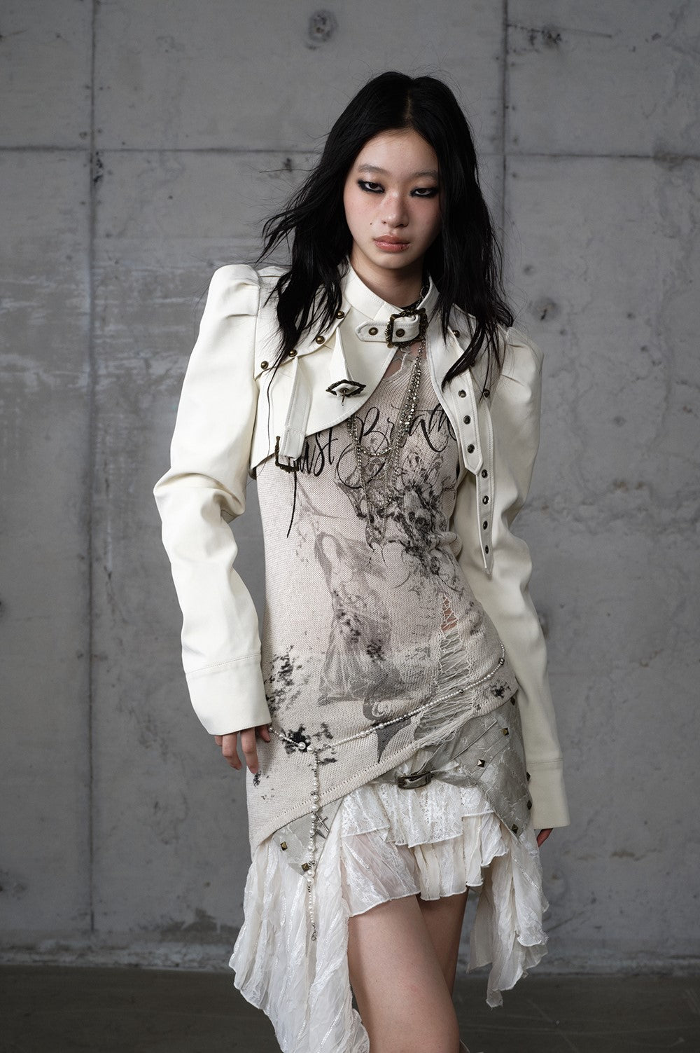 Punk Stand Collar Short Leather Jacket NOR0203