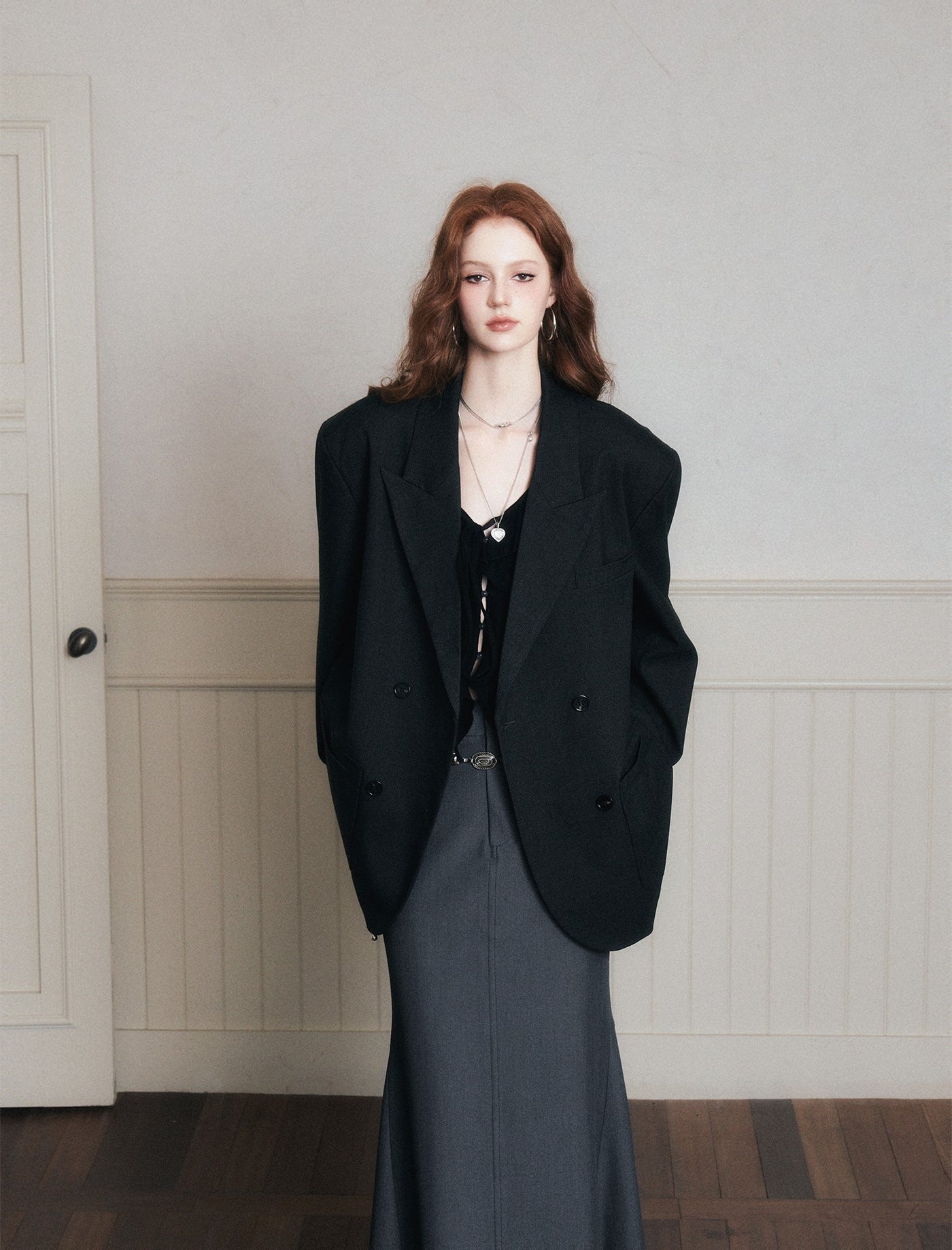 Double-breasted Silhouette Casual Suit Jacket LUL0174
