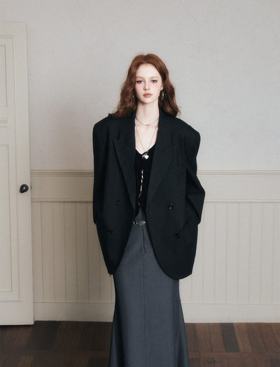 Double-breasted Silhouette Casual Suit Jacket LUL0174