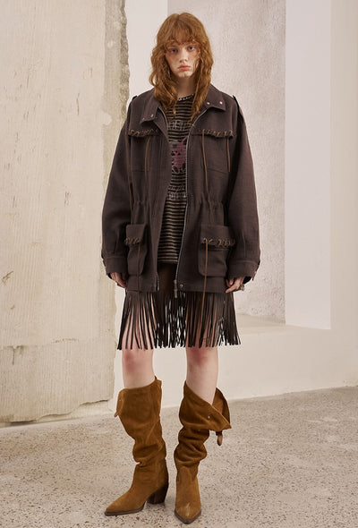 Pocket Drawstring Playful Jacket DID0229