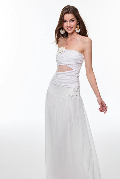 Flower White Long Skirt 4MU0142