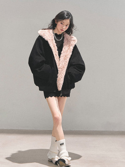 Reversible Hooded Fur Jacket DIA0725