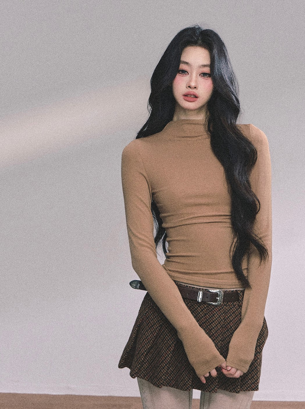 French Turtleneck Knitted Shawl/Slim Top DIA0614