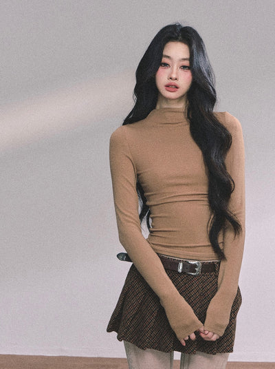 French Turtleneck Knitted Shawl/Slim Top DIA0614