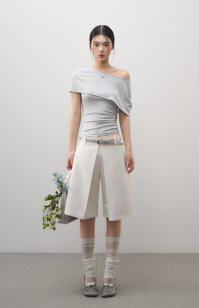 Pleated Suit Wide-leg Shorts LAL0164