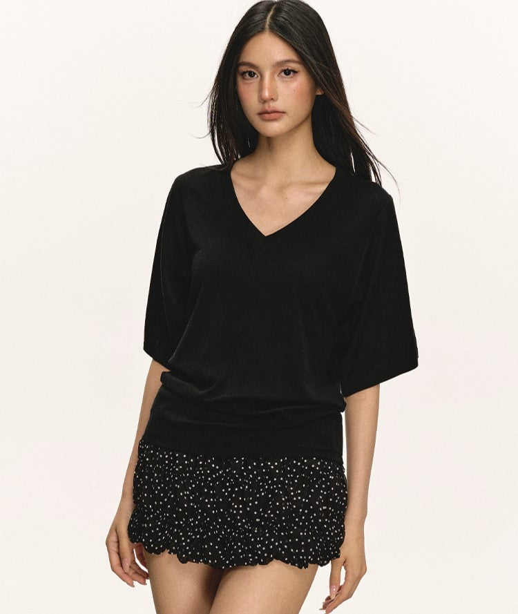 Stretch V-neck T-shirt ANA0027