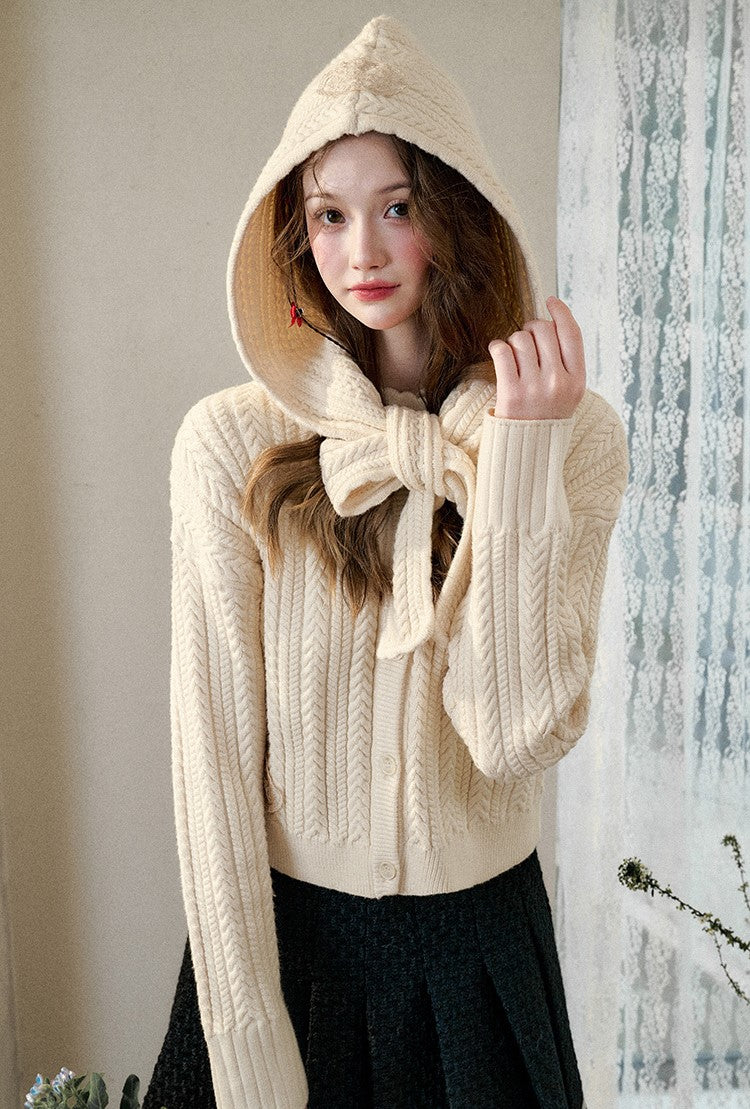 Wool Fabric Hooded Knitted Cardigan GRO0091