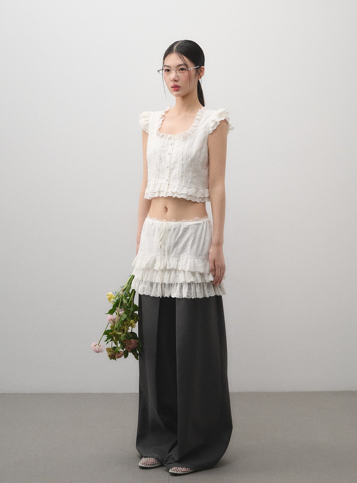 Flying Sleeves Top/Lace Cake Skirt LAL0171