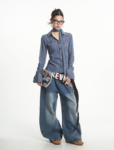 American Retro Plaid Slim Shirt UNC0259