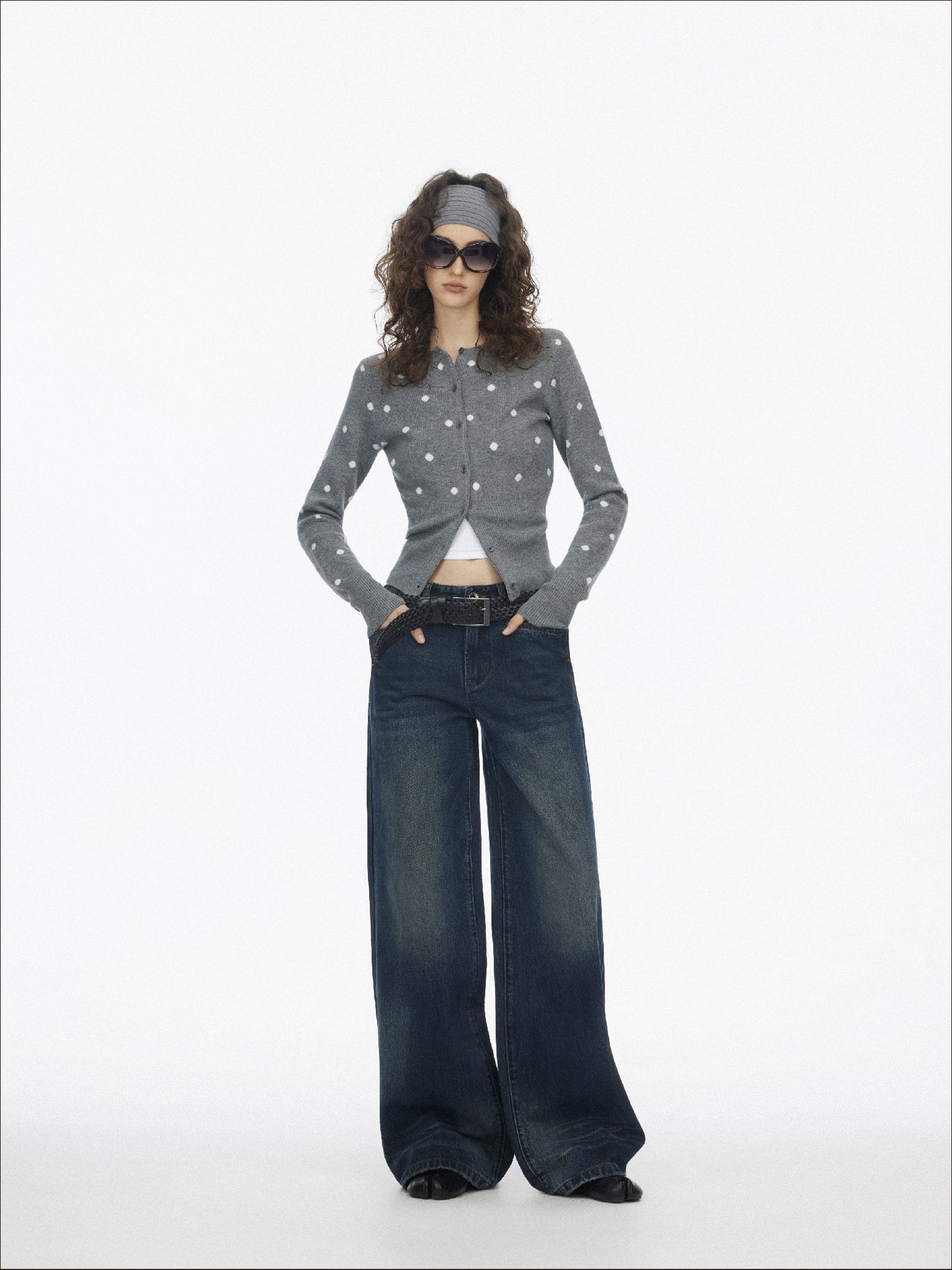 Retro Polka Dot Base Knit Cardigan SAL0199