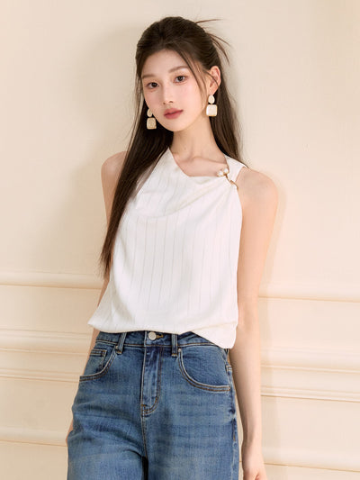 Asymmetrical Shirt/Wide-leg Pants OSH0128