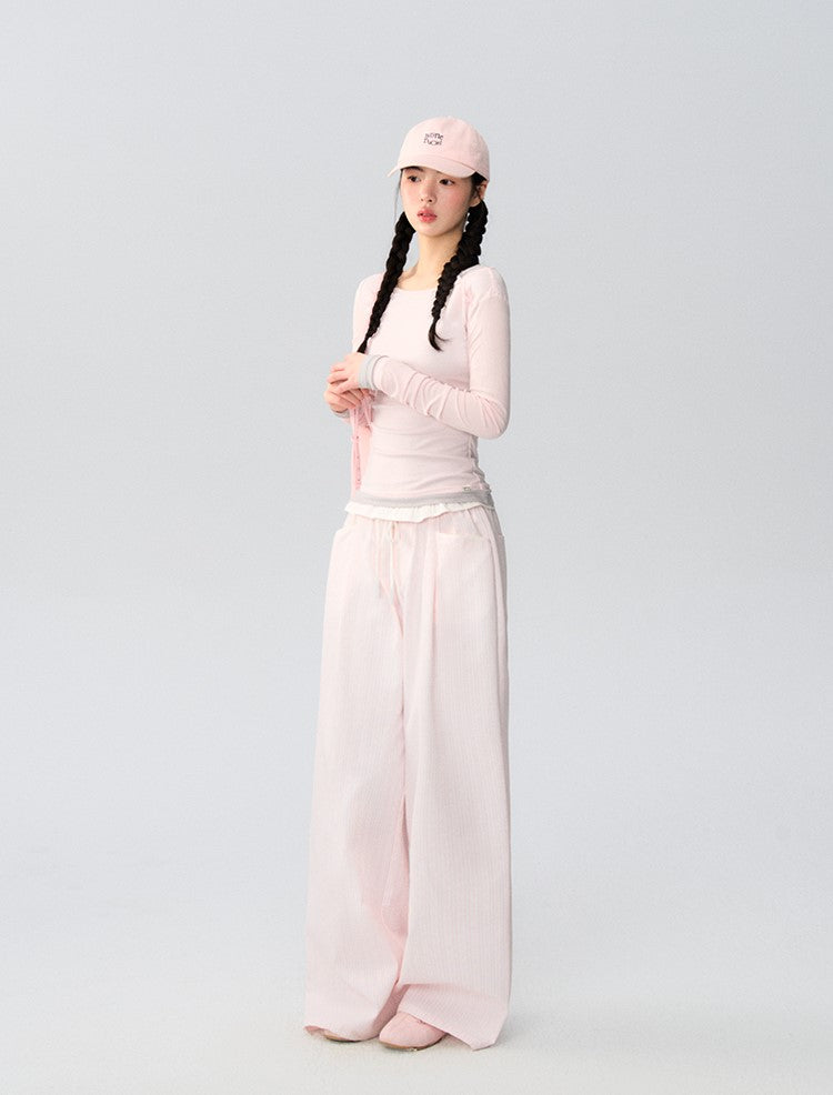 Drawstring Loose Casual Striped Pants LAL0168