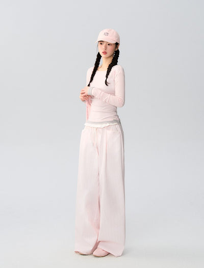 Drawstring Loose Casual Striped Pants LAL0168