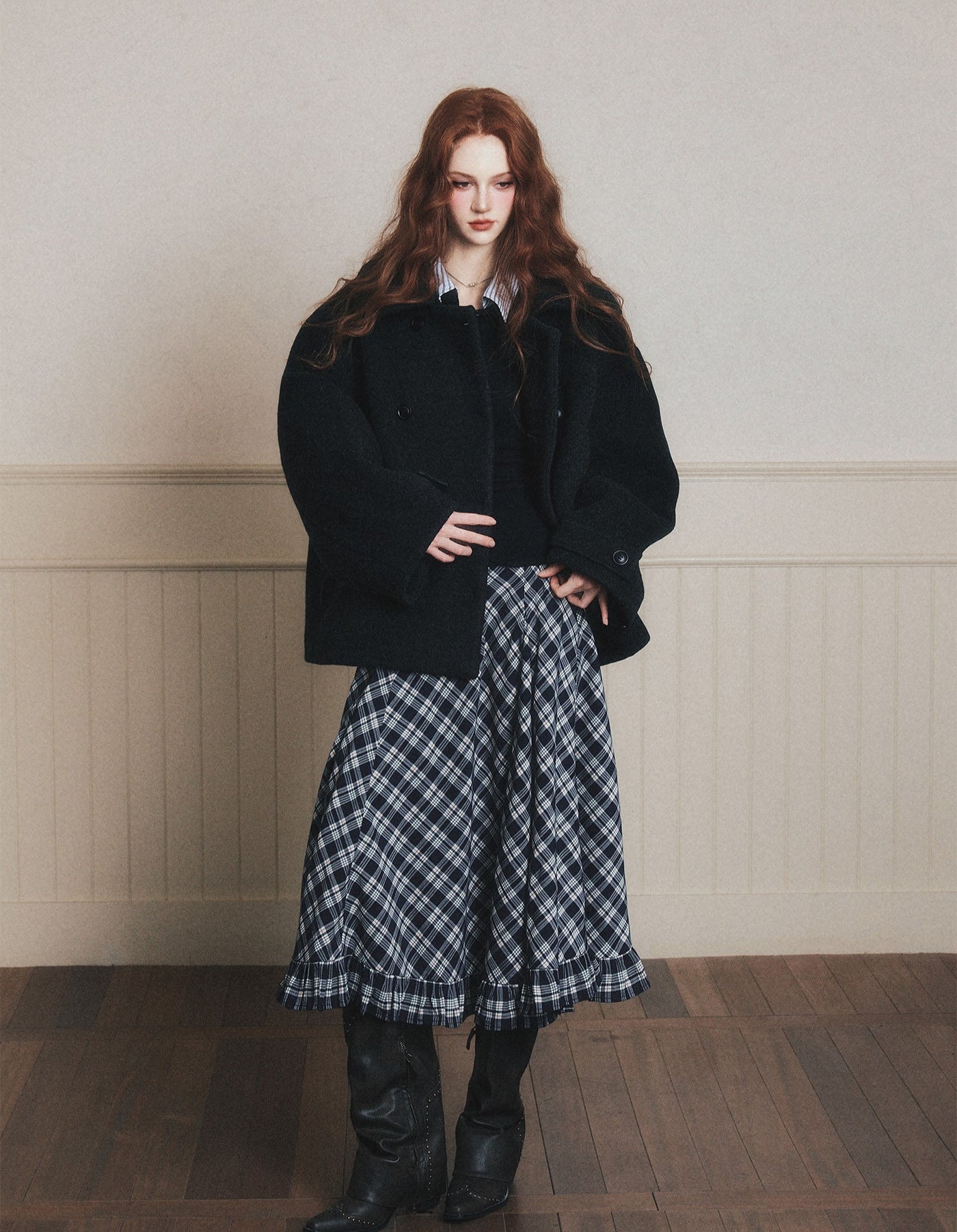 Retro Plaid Large Swing Skirt LUL0188