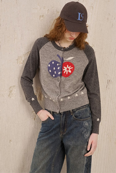Apple Long-sleeved Knitted Cardigan DID0242