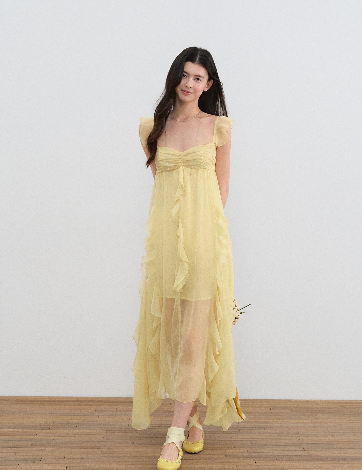 Small Flying Sleeves Ruffle Dress LAL0196