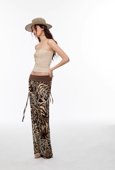 Leopard Print Drape Chiffon Pants 4MU0138