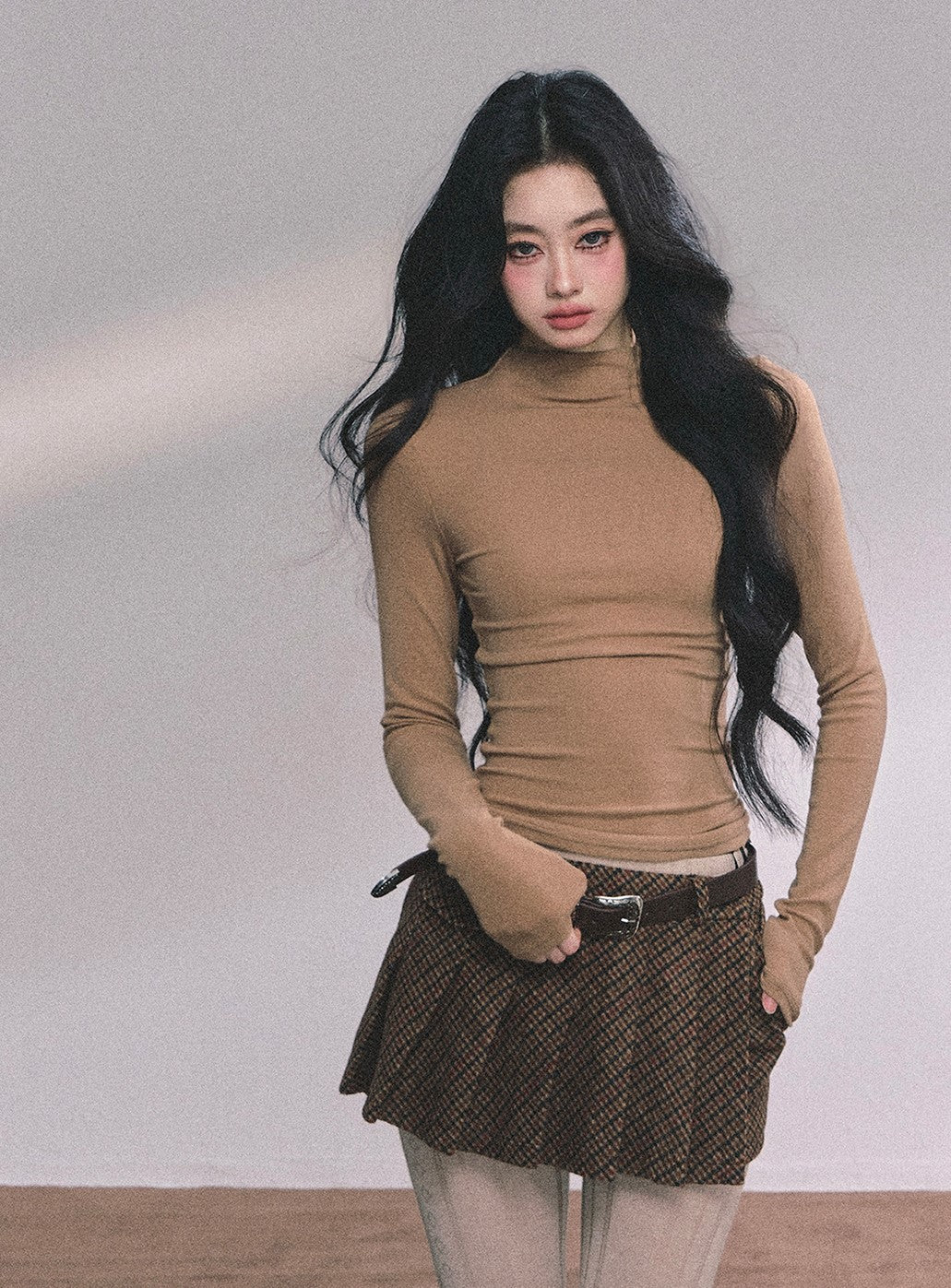 French Turtleneck Knitted Shawl/Slim Top DIA0614