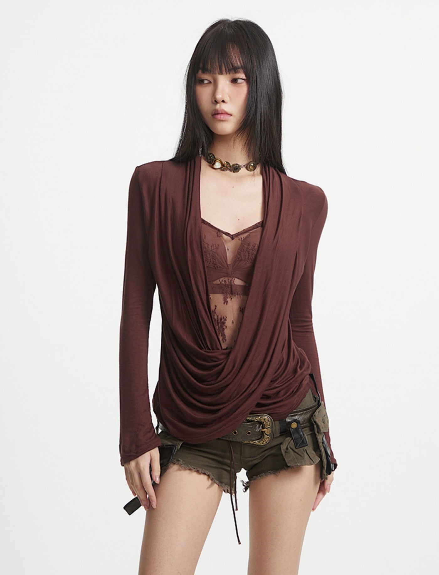 Lace Collar See-through Mesh Top UNC0256