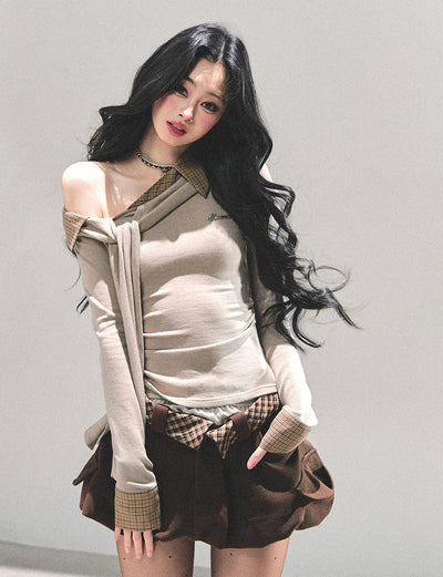 Plaid A-line Tulip Skirt DIA0691