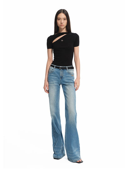 Slanted Hollow Thin Long/Short Sleeve Top NOT0312