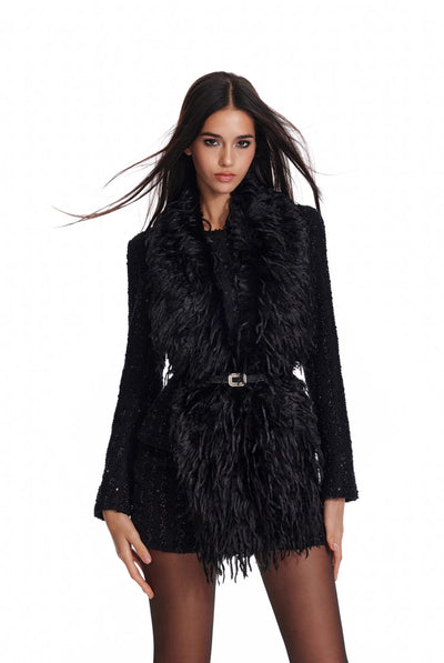 Detachable Fur Collar High-end Jacket/Suit Skirt 4MU0077