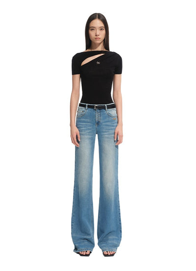 Slanted Hollow Thin Long/Short Sleeve Top NOT0312