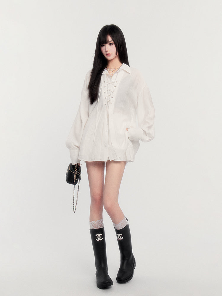 Loose Thin Long Sleeve Shirt/Cake Skirt VOC0370