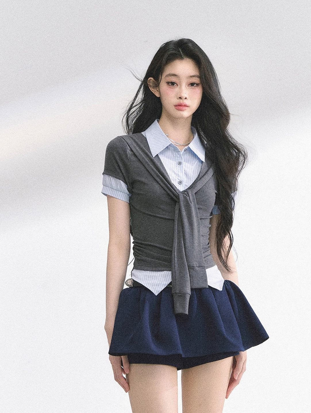 Straight Shoulder Short-sleeved T-shirt DIA0483