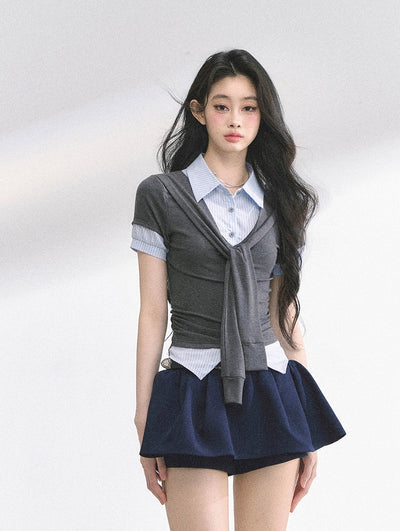 Straight Shoulder Short-sleeved T-shirt DIA0483