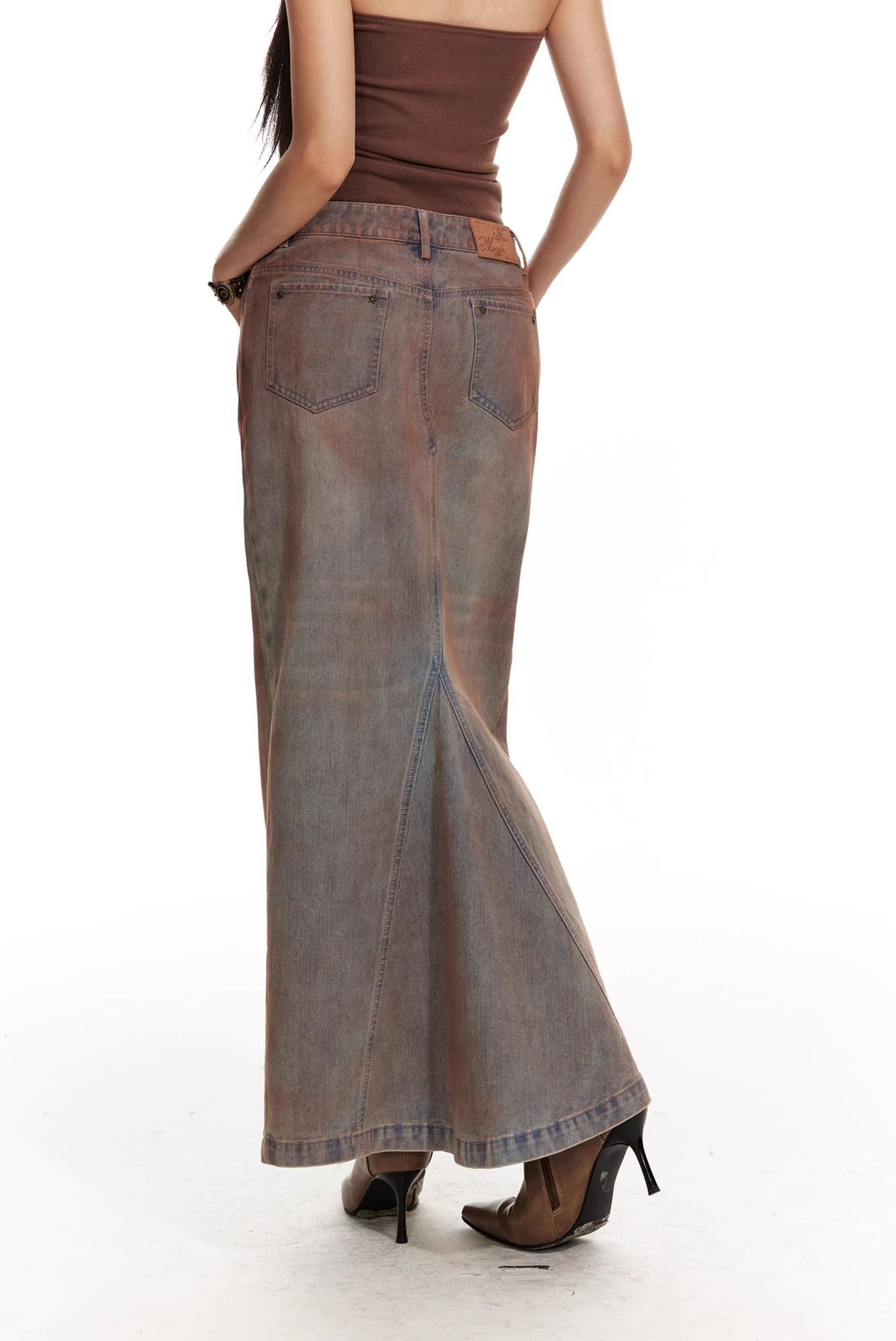 Original Design Washed Old Fishtail Denim Long Skirt 4MU0065