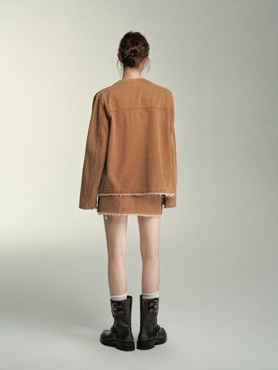 Lace Patchwork Ripped Hem Denim Jacket/Skirt SOM0062