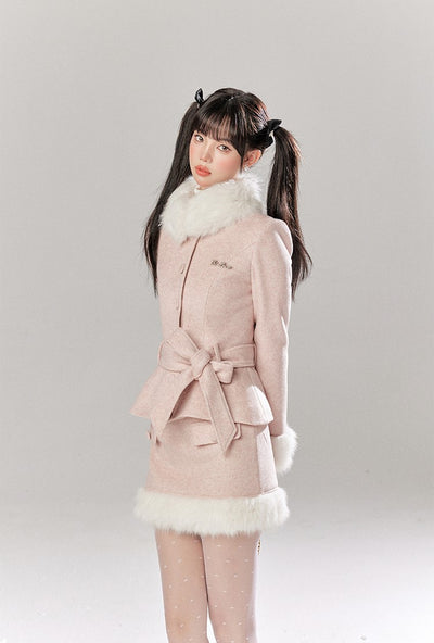 Furry Wool Tweed Jacket/Short Skirt TBI0045