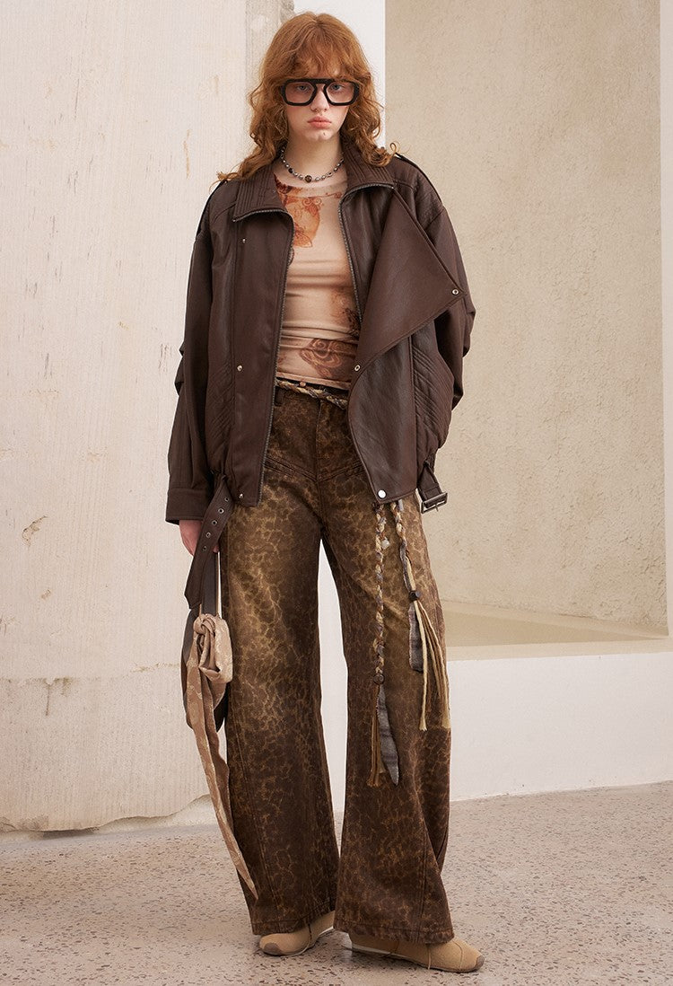 Leopard Loose Wide-leg Jeans DID0223