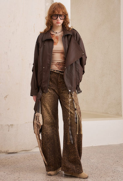 Leopard Loose Wide-leg Jeans DID0223