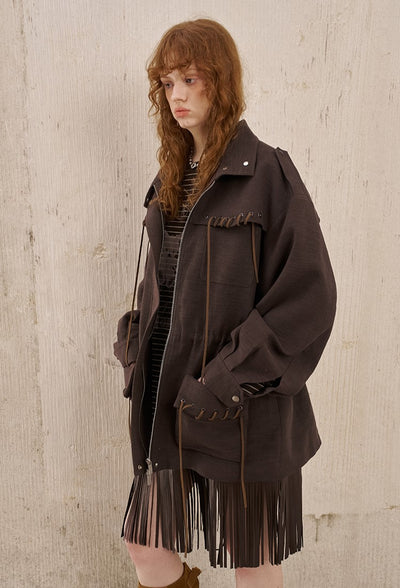 Pocket Drawstring Playful Jacket DID0229