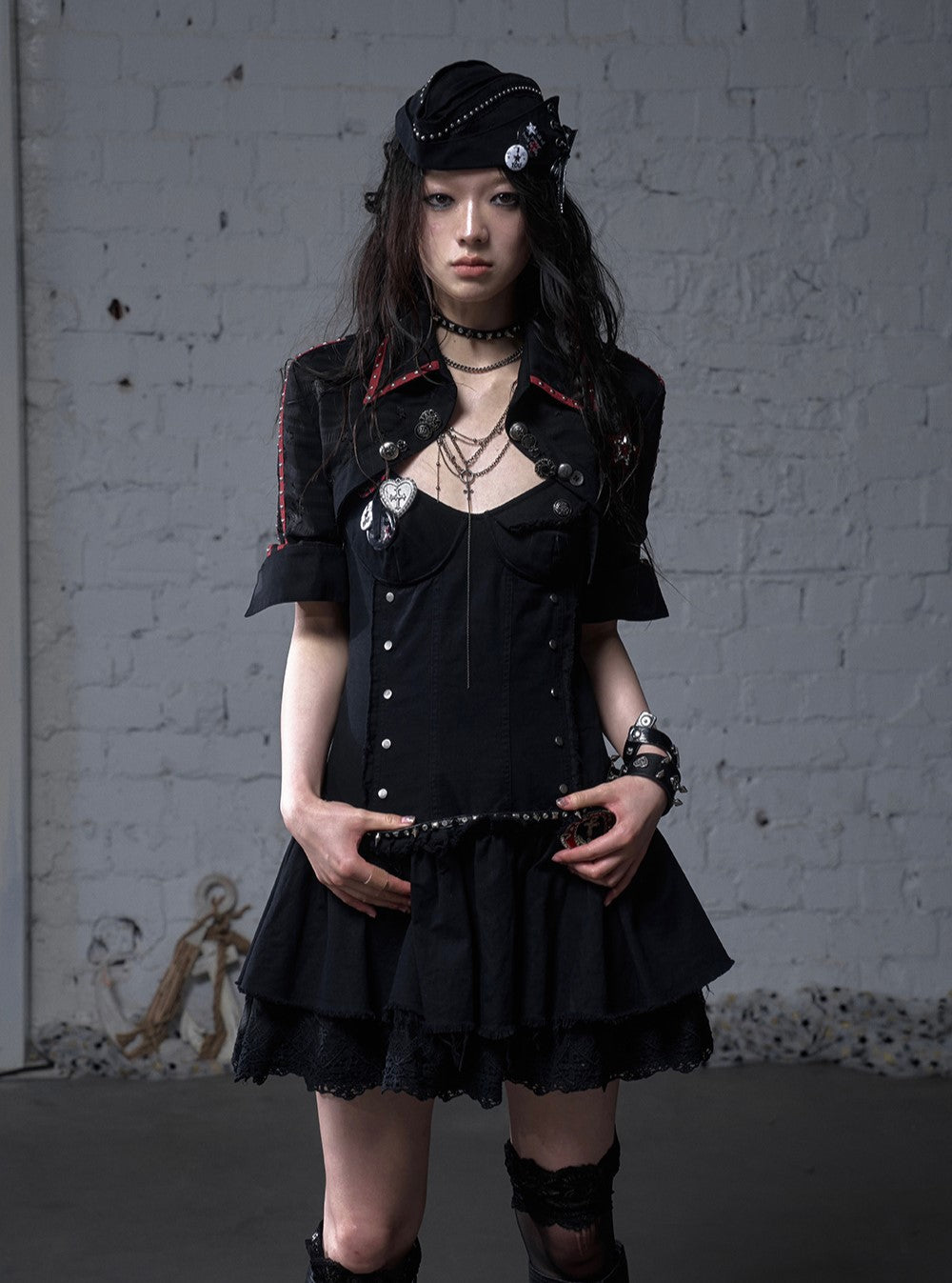 Punk Short-sleeved Short Shirt Jacket NOR0179